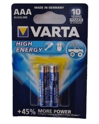 Picture of BAT. VARTA HIGH ENERGY MICRO LR03 AAA 1.5V 2pcs BLISTER (in box 20)