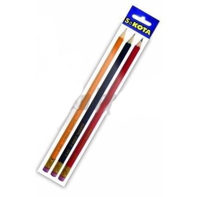 Picture of PENCIL WITH RUBBER HB GRAPHITE 3 pieces SAKOTA (in box 20)