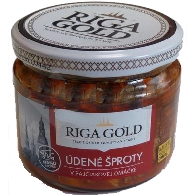 Picture of SPRATS IN TOMATO SOUSE  250g / PP 175g SKLO RIGA GOLD (in box 12)