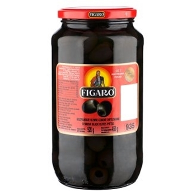 Picture of PITTED BLACK OLIVES WITHOUT STONES  935g / PP 450g FIGARO GLASS (in box 6)
