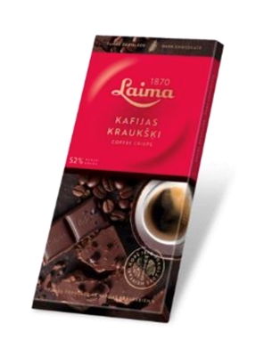 Picture of LAIMA - Dark chocolate 52% with coffee crisps,  100g (In box 17)