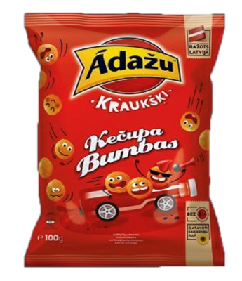 Picture of ADAZU - Corn snacks "Balls Roulette" with  ketchup flavour, 100g (In box 18)