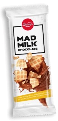 Picture of LAIMA - MAD MILK milk chocolate with crunchy  wafer, 90g (box*18)