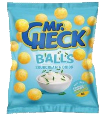 Picture of ZMFOOD - Corn snacks Mr.Check Balls sour cream  and onion, 150g (box*15)