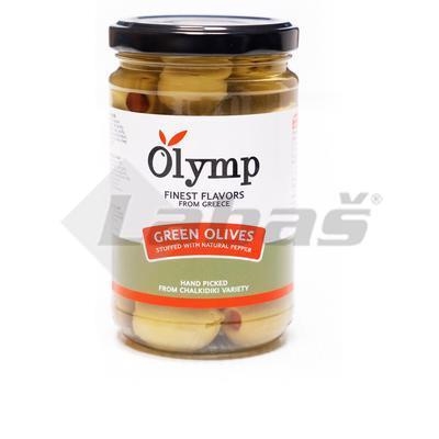 Picture of GREEN OLIVES WITH PEPPER 300g / PP 160g ATI GLASS