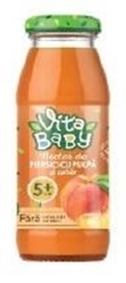 Picture of VITA BABY - Peach juice with pulp 55 % Fruit Part GLASS 0.18L (box*10)